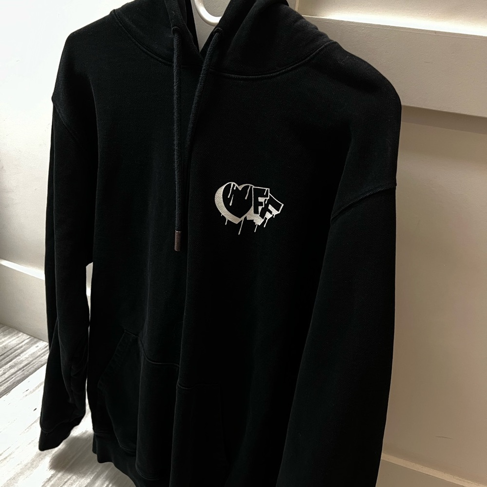 Off white hoodie c/o Virgil Abloh Graffiti Logo Print Hoodie.